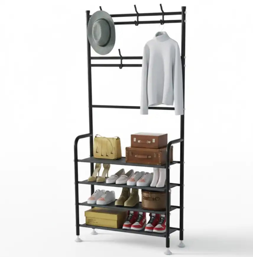 Perchero de Ropa con Estante para Zapatos 2 en 1