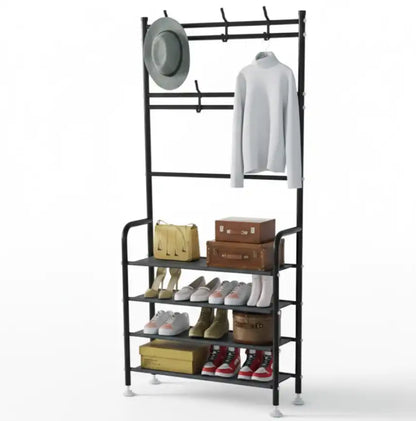 Perchero de Ropa con Estante para Zapatos 2 en 1