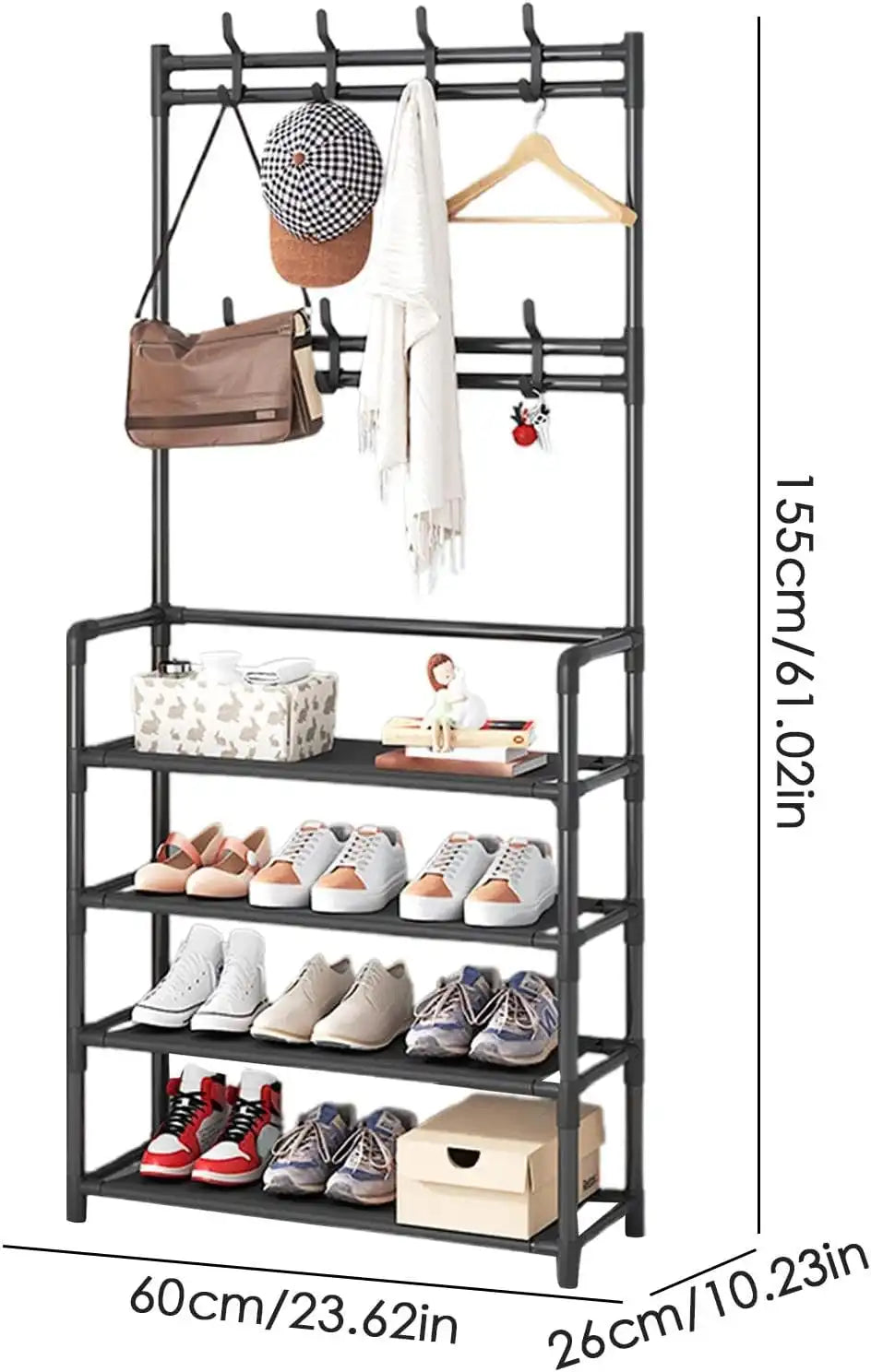 Perchero de Ropa con Estante para Zapatos 2 en 1