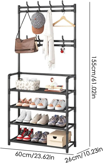 Perchero de Ropa con Estante para Zapatos 2 en 1